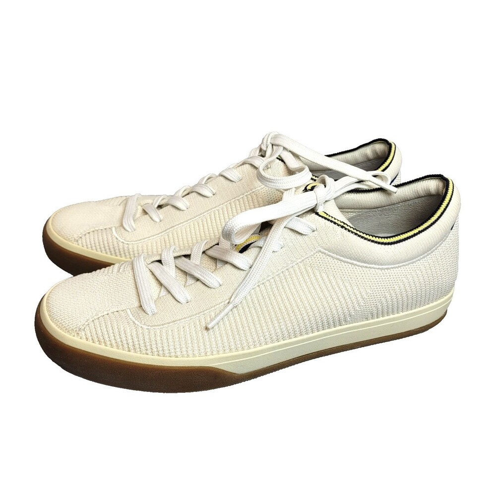 Rothy’s Lace Up Sneakers Women’s Size 9 Off White Knit Gum Sole Excellent Cond.